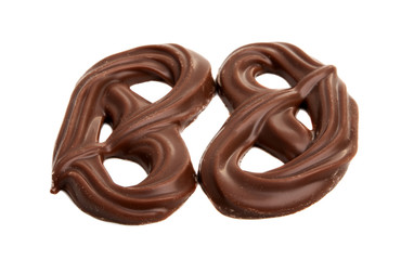 chocolate pretzels isolated