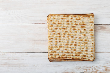Top view of flatbread matzo
