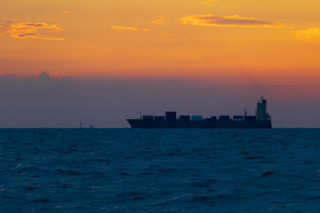Large container ship at sea