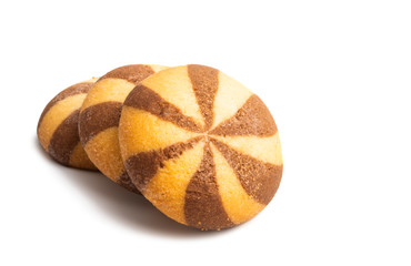 striped cookies with coconut cream isolated