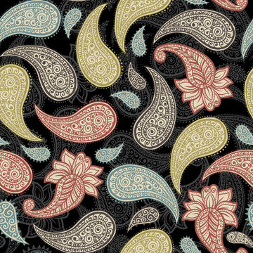 Magical Traditional Paisleys Seamless Pattern for wallpaper design or fabric textile printing