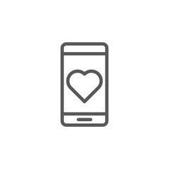Mobile, love, hearth vector icon. Element of phone for mobile concept and web apps illustration. Thin line icon for website design and development. Vector icon