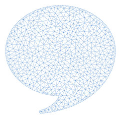 Mesh answer polygonal icon illustration. Abstract mesh lines and dots form triangular answer. Wire frame 2D polygonal line network in vector format isolated on a white background.