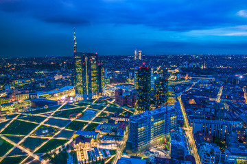 milan skyline at sunset