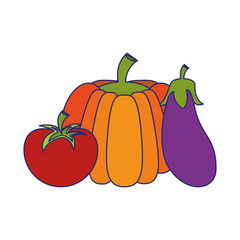 Vegetables healthy food blue lines