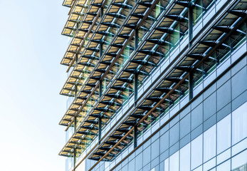 Decor elements of modern multistory building made of glass
