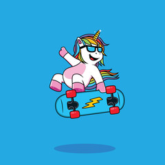 skate unicorn in blue background © Hadi