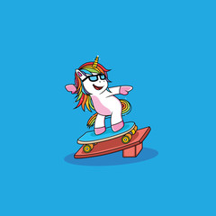 unicorn cartoon do skating © Hadi