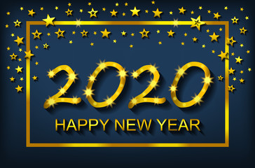 Happy New Year 2020 - greeting card, flyer, invitation - vector