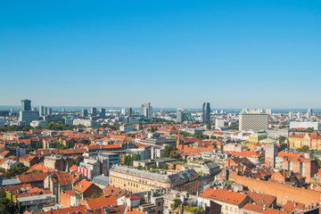 Fototapeta na wymiar Zagreb, Croatia, cityscape panorama of down town, modern business towers in Croatian capital