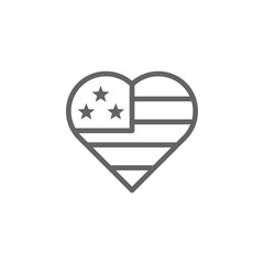 USA flag, heart icon. Element of 4th of july icon. Thin line icon for website design and development, app development. Premium icon