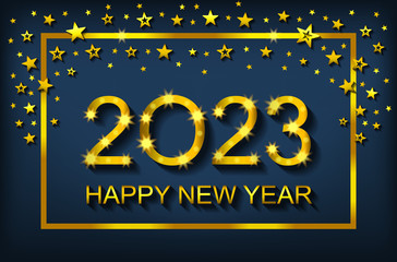 Happy New Year 2023 - greeting card, flyer, invitation - vector