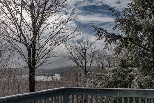 View from my deck, winter storm approaches