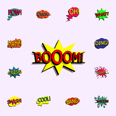 Comic speech bubble with expression text booom icon. comic icons universal set for web and mobile