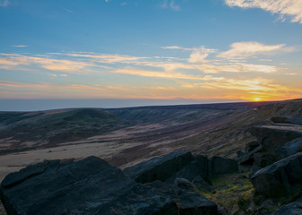 Sunset over the Yorkshire moors. Marsden, Yorkshire April 2018 by The Riley Shot / Adobe Stock. 