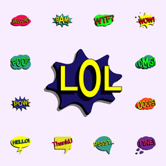 Comic speech bubble with expression text lol icon. comic icons universal set for web and mobile