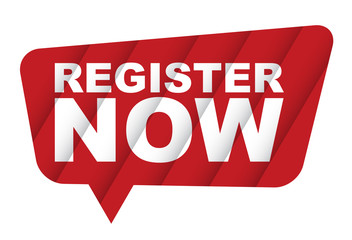 red vector banner register now