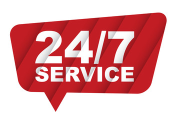 red vector banner 24/7 service