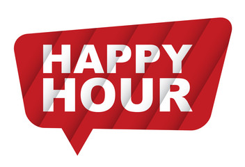 red vector banner happy hour