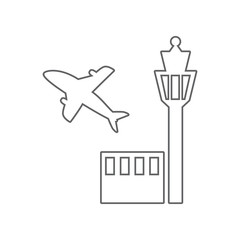 tower controller and plane icon. Element of Airport for mobile concept and web apps icon. Outline, thin line icon for website design and development, app development