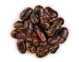 black kidney bean isolated on white background. Top view. Flat lay