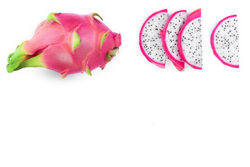 Dragon fruit, Pitaya or Pitahaya isolated on white background with copy space for your text. Top...