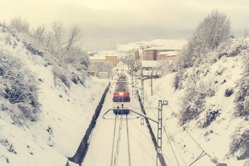 Fototapeta premium el tren y la nieve