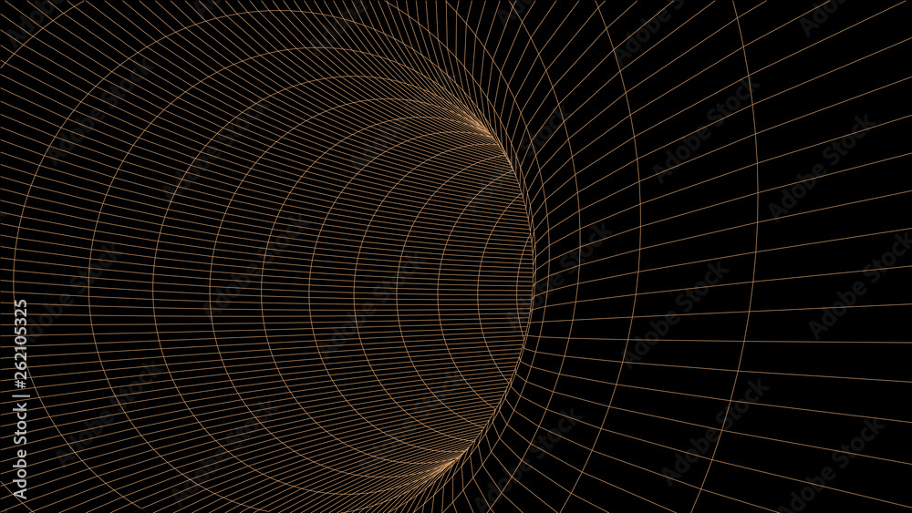 Poster Abstract tunnel. Vector wormhole. 3D corridor mesh.