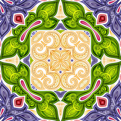 Colored Seamless Pattern with Mosaic Motif