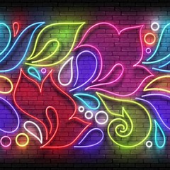 Vintage Glow Signboard with Seamless Ornate Lace in Paisley Garden Style