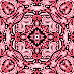 Colored Seamless Pattern with Floral Ethnic Motifs
