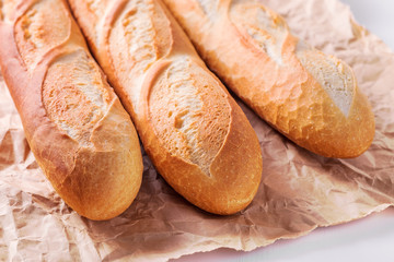 Freshly baked French baguettes