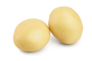 Young potato isolated on white background. Harvest new