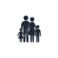 Family icon Symbol Logo. Father with mother and children silhouette illustration