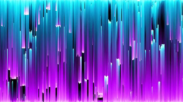 Abstract seamless loop animation of pixel sorting pattern glitch effect. Use in music video, transitions, broadcast, Fluorescent ultraviolet light, laser neon lines. Blue pink spectrum