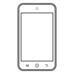 Smartphone outline, with details, buttons, vector. Smartphone outline icon.