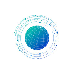 futuristic globe data network element. Vector illustration isolated on white background.
