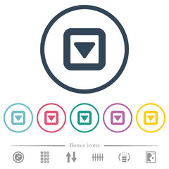 Toggle down flat color icons in round outlines