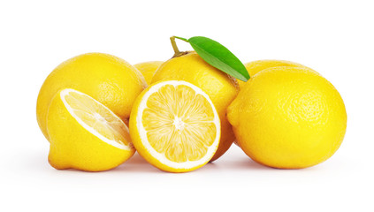 fresh lemon fruits isolated on white background