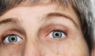 Fototapeta premium A beautiful insightful look eye. Close up shot. The eye of an elderly woman