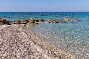 Fototapeta na wymiar Amazing view of Lagoon Beach at Kassandra Peninsula, Chalkidiki, Central Macedonia, Greece