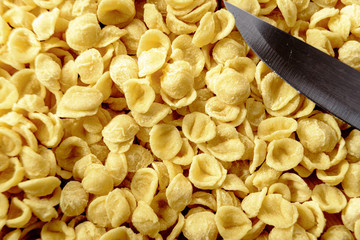 Orecchiette, Italian wheat semolina pasta.