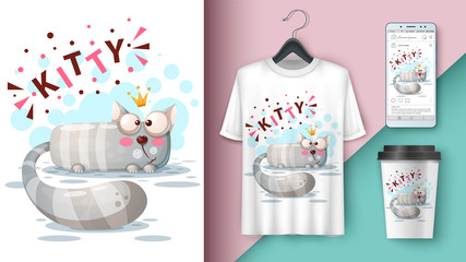 Crazy princess cat - mockup for your idea