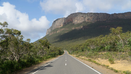 The road leading through the rocky Grampians national park, Australia