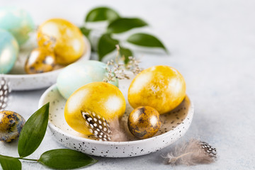 Easter eggs in a plate