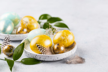 Easter eggs in a plate