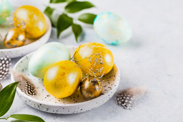 Easter eggs in a plate