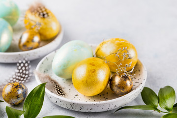 Easte eggs jon a plate
