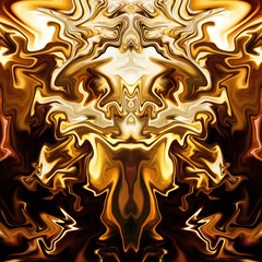 Graphic painting rich design abstraction for wall art decor print as poster or canvas, decoration printed production, commercial ad banners or web using. Golden color background. Liquid gold imitation