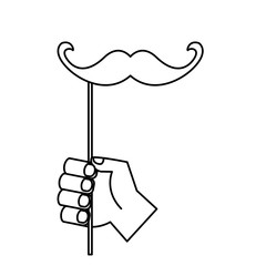 hand with mustache in stick